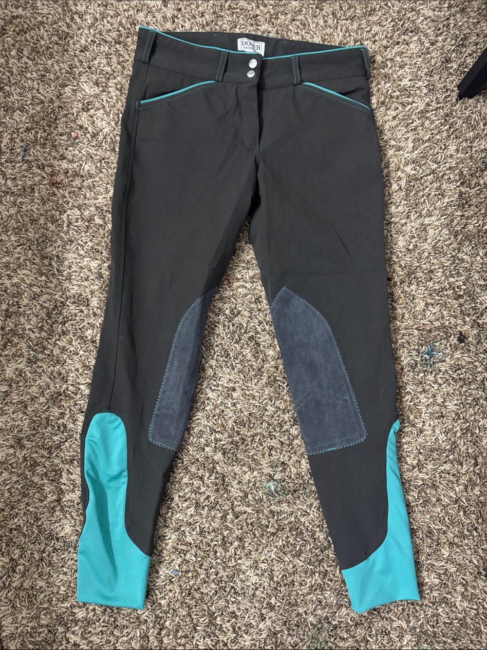 Women's gray Riding Breeches with Teal Accents